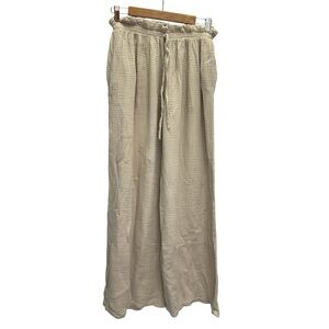 By Coco Cream Waffle Cotton Wide Leg Pants Size S